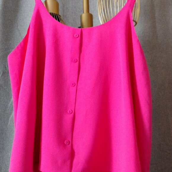 Paper Crane Hot Pink Layered Camisole Tank Top Size Large | Flowy Cami - Picture 5 of 7